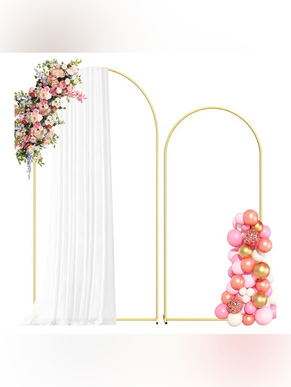 Gold Arch Backdrop Stand Set – Wedding, Birthday & Party Decor 7.2-ft